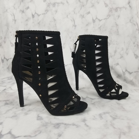 Black Ankle Zip Up Lita Open Toe size 7.5 - Picture 1 of 7